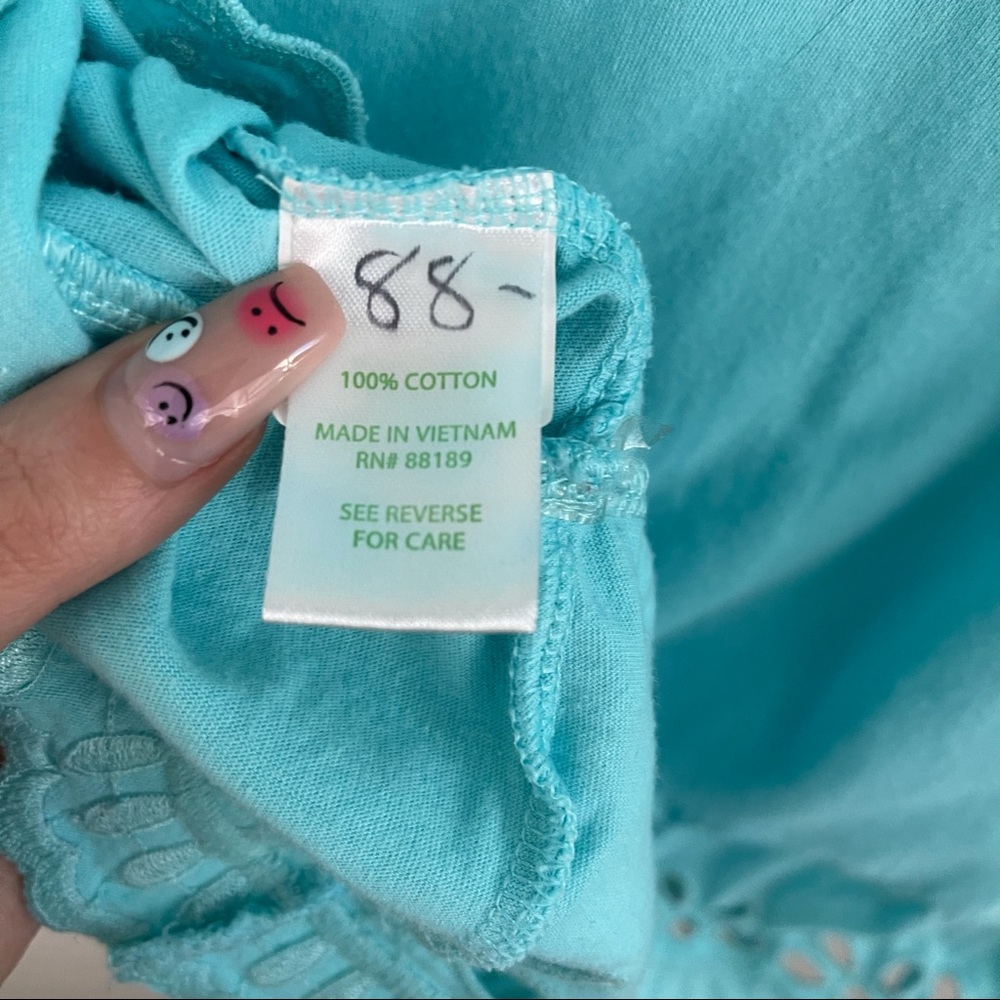 LILLY PULITZER Tiffany Blue Eyelet Lace Hem Tank Top - Picture 9 of 10